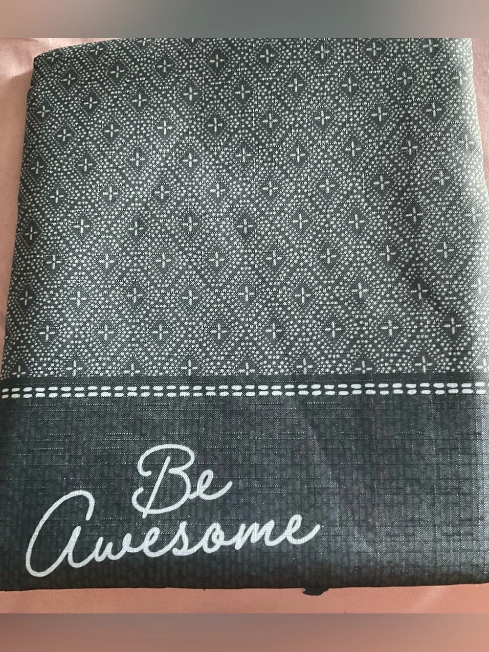 Be Awesome Script Print Black Decorative Cosmetic Bag. Has Zip Closure, 10x8”